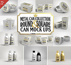 10套逼真的罐头包装模型合集二：Vol2.Metal Can Mock-Up Collection